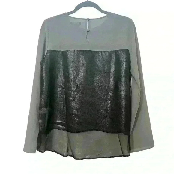 Obey Propaganda Womens Sheer Metallic Color-block Blouse, Size S - Picture 5 of 5